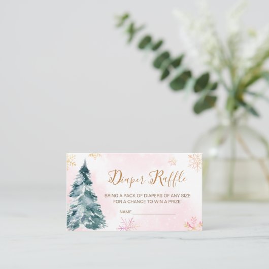 ピンクのベビー外が冷たいオムツラッフル エンクロージャーカード (スタンド正面)