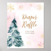 ピンクのベビー外が冷たいオムツラッフル ポスター (正面)