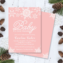 ピンクのベビー外が寒い赤ちゃんシャワー雪