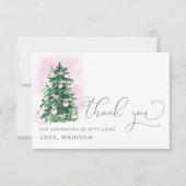 ピンクのベビー外の赤ちゃんシャワーが冷たい サンキューカード (正面)