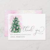 ピンクのベビー外の赤ちゃんシャワーが冷たい サンキューカード (正面/裏面)