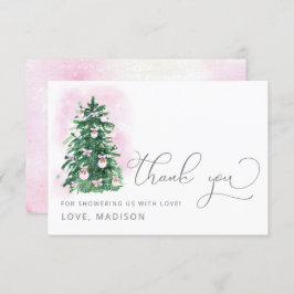 ピンクのベビー外の赤ちゃんシャワーが冷たい サンキューカード