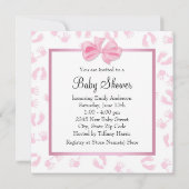 ピンクのベビー手と足跡ベビーシャワー 招待状 (裏面)