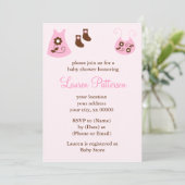 ピンクのベビー服 女の子のベビーシャワー 招待状 (スタンド正面)