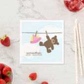 ピンクのベビー物干しとテディベア スタンダードカクテルナプキン (インサイチュ)