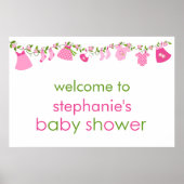 ピンクのベビー物干し用ベビーシャワーポスター ポスター (正面)