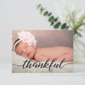 ピンクのベビー発表Thankful Script, black type 招待状 (スタンド正面)