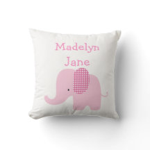 ピンクのベビー象のパーソナライズな枕