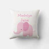 ピンクのベビー象のパーソナライズな枕 クッション (裏面)