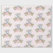 ピンクのベビー象の女の子のシャワーの第1誕生会 ラッピングペーパー (フラット)