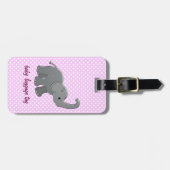ピンクのベビー象 ラゲッジタグ (正面横)