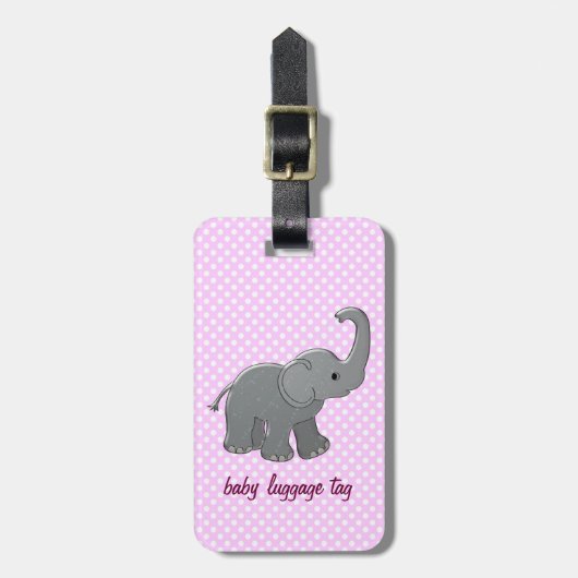 ピンクのベビー象 ラゲッジタグ (正面縦)