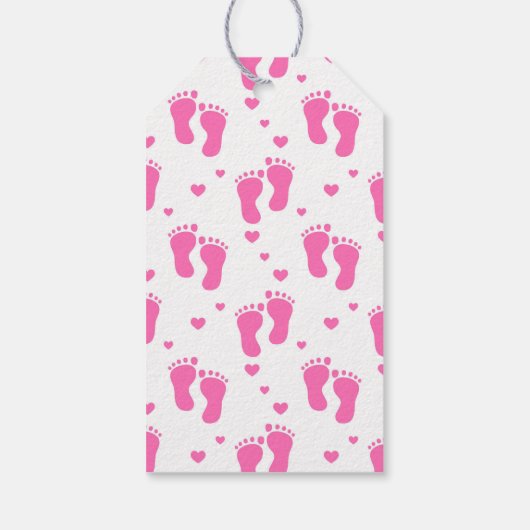 ピンクのベビー足跡 ギフトタグ (裏面)