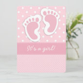 ピンクのベビー足跡 招待状 (スタンド正面)