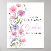 ピンクのベビー開花ワイルドフラワー推測ゲームの数 ポスター (正面)