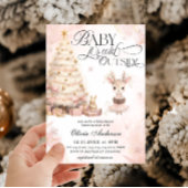 ピンクのベビー鹿ベビーベビーシャワー外は寒い 招待状