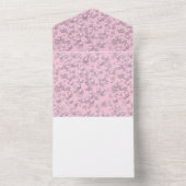 ピンクのベルベットに白いピンクの真珠のプラッシャー オールインワン招待状 (内側)