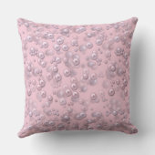 ピンクのベルベットに白いピンクの真珠のプラッシャー クッション (裏面)