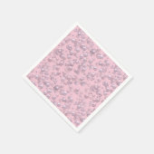 ピンクのベルベットに白いピンクの真珠のプラッシャー スタンダードカクテルナプキン (角)