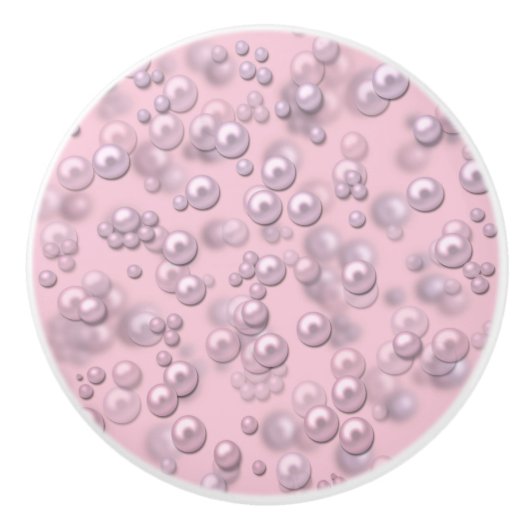 ピンクのベルベットに白いピンクの真珠のプラッシャー セラミックノブ (正面)