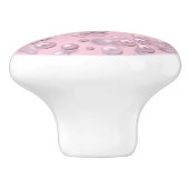 ピンクのベルベットに白いピンクの真珠のプラッシャー セラミックノブ (側面)