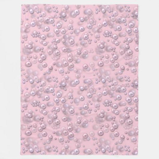 ピンクのベルベットに白いピンクの真珠のプラッシャー フリースブランケット (正面)
