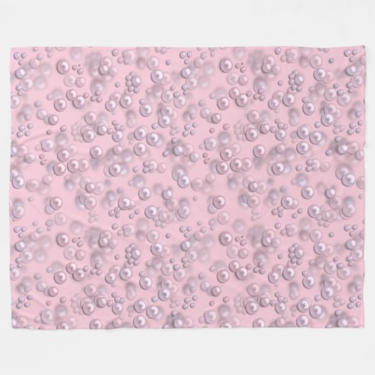 ピンクのベルベットに白いピンクの真珠のプラッシャー フリースブランケット (正面(横))