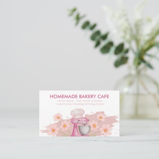 ピンクのベーキングアメニティベーカリーベイカー 名刺 (スタンド正面)