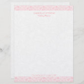 ピンクのペイズリーと緑豊かな白ペイズリーストライプ レターヘッド (正面/裏面)