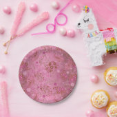 ピンクのペイズリーのパーティー ペーパープレート (パーティー)