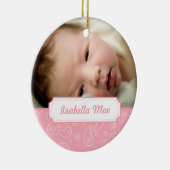 ピンクのペイズリーの写真のクリスマスツリーのオーナメント セラミックオーナメント (右)