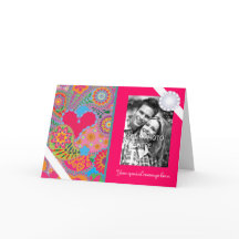 ピンクのペイズリーの庭のパーソナライズな写真のバレンタイン