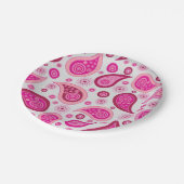 ピンクのペイズリーの紙皿 ペーパープレート (アングル)