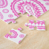 ピンクのペイズリーパターン ジグソーパズル (側面)