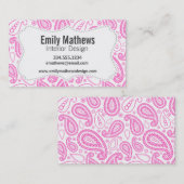 ピンクのペイズリーパターン 名刺 (正面/裏面)