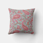 ピンクのペイズリー花オンターコイズ装飾用クッション クッション (裏面)