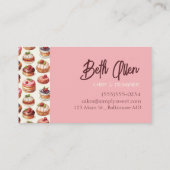 ピンクのペストリーのカップケーキの名刺 名刺 (裏面)