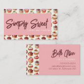 ピンクのペストリーのカップケーキの名刺 名刺 (正面/裏面)