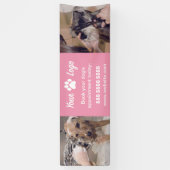 ピンクのペットのビジネスバナーと2枚の写真とロゴ 横断幕 (縦)