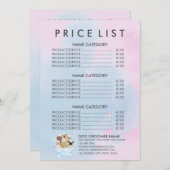 ピンクのペットトリマー座っている犬の猫のスパの価格表 メニュー (正面/裏面)