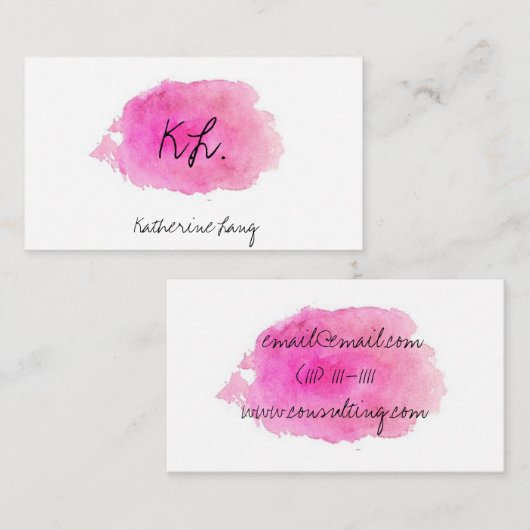 ピンクのペンキのしぶきの名刺 名刺 (正面/裏面)