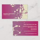 ピンクのペンキの（ばちゃばちゃ）跳ねるの美容師の名刺 名刺 (正面/裏面)