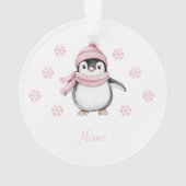 ピンクのペンギンの初めてのクリスマス オーナメント (裏面)