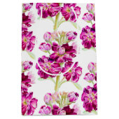 ピンクのホアリーの水彩花柄 ミディアムペーパーバッグ (正面)