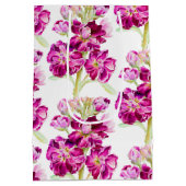 ピンクのホアリーの水彩花柄 ミディアムペーパーバッグ (裏面)