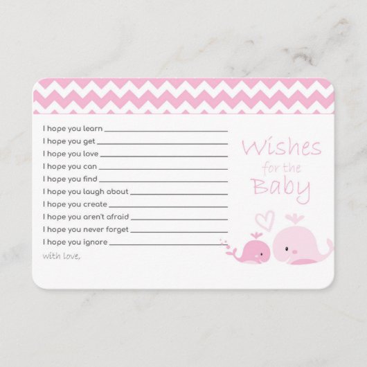 ピンクのホエールカードへのベビー エンクロージャーカード (正面)
