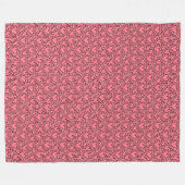 ピンクのホタテの縁取りハートの繰り返し フリースブランケット (正面(横))