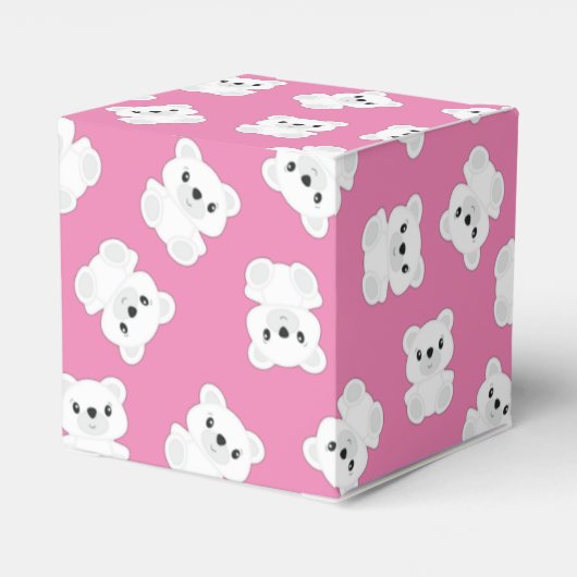 ピンクのホッキョクグマのベビーシャワー フェイバーボックス (裏面サイド)