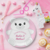 ピンクのホッキョクグマのベビーシャワー ペーパープレート (パーティー)