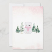 ピンクのホッキョクグマのベビーシャワー 招待状 (裏面)